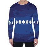 Starry Sky Lunar Phase Print Men's Long Sleeve T-Shirt