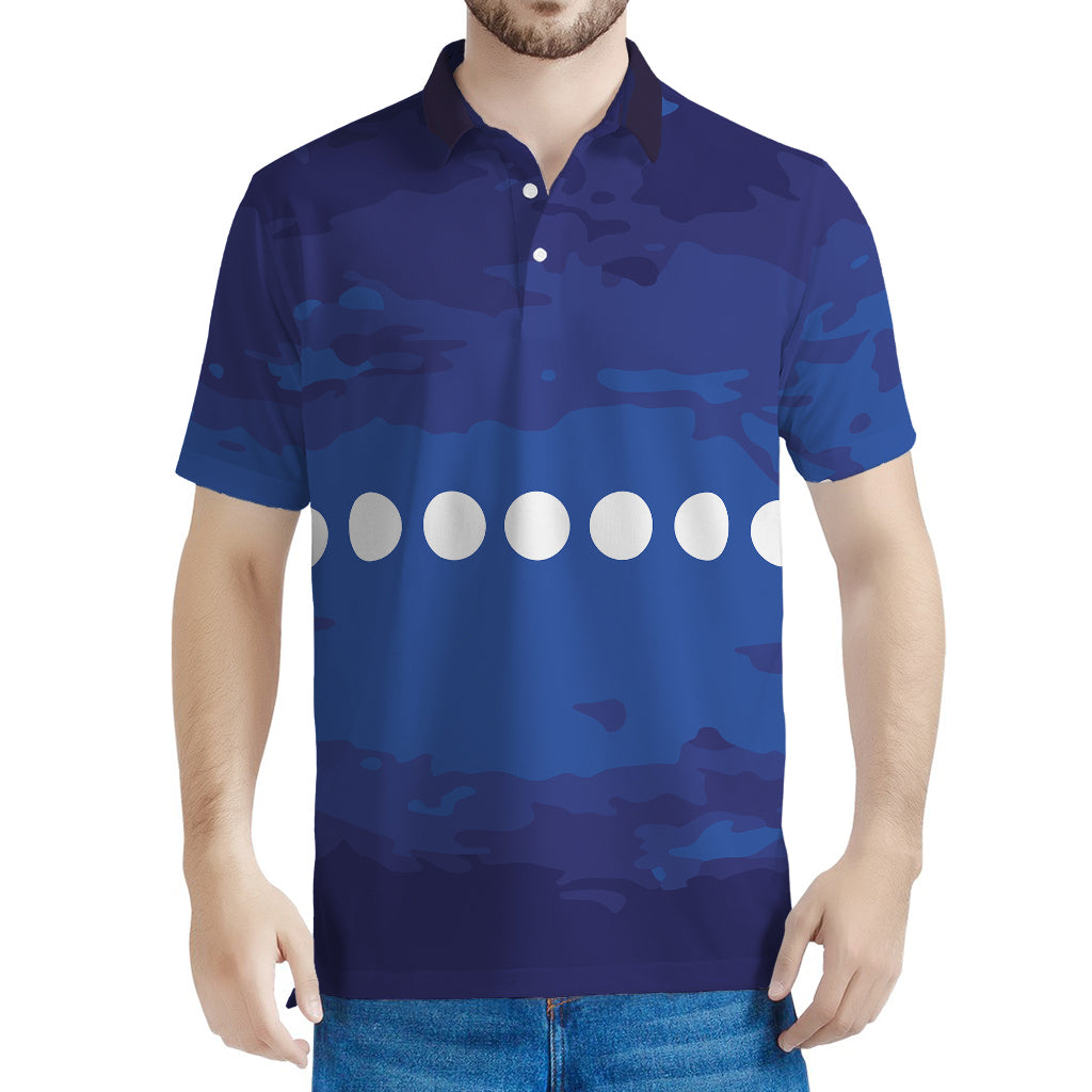 Starry Sky Lunar Phase Print Men's Polo Shirt