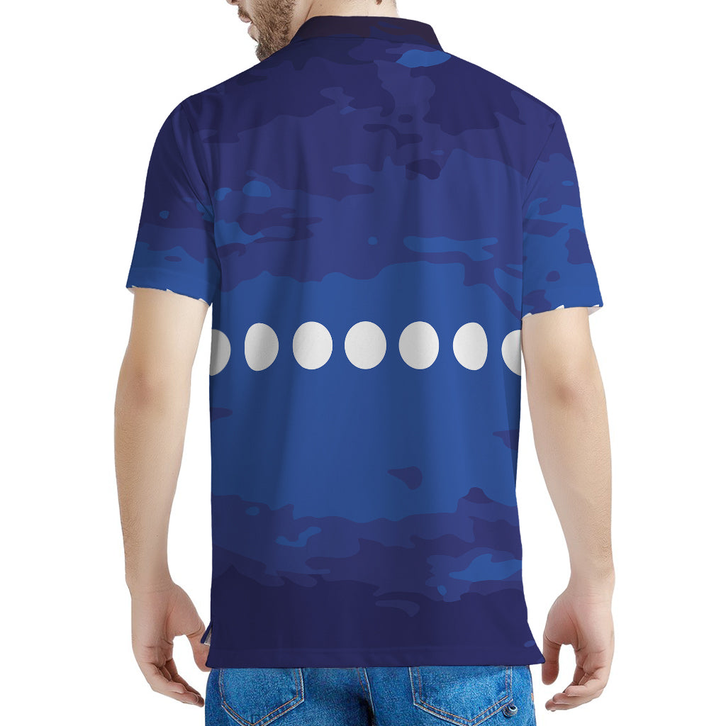 Starry Sky Lunar Phase Print Men's Polo Shirt