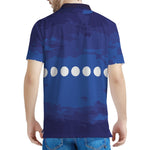 Starry Sky Lunar Phase Print Men's Polo Shirt