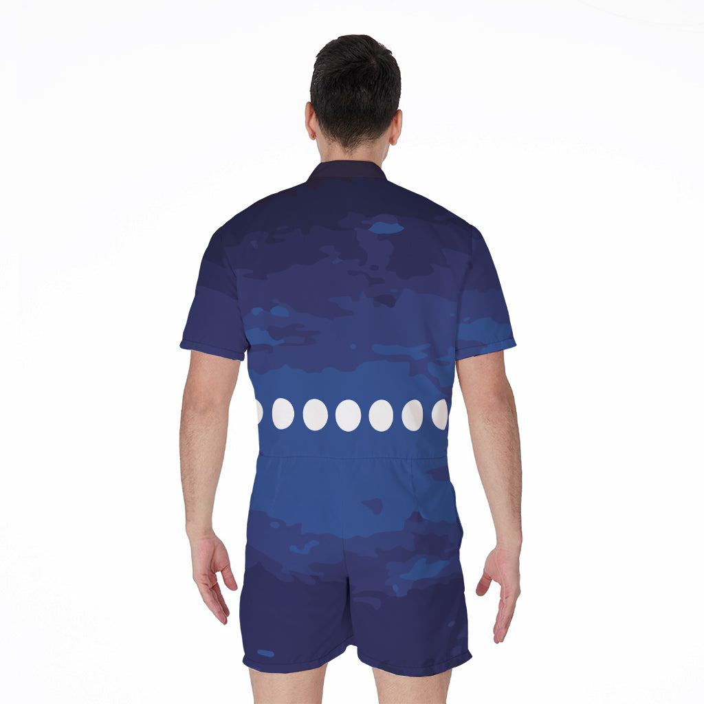 Starry Sky Lunar Phase Print Men's Rompers