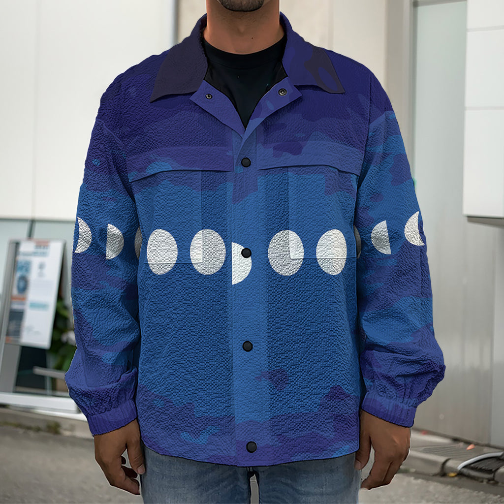 Starry Sky Lunar Phase Print Men's Shirt Jacket