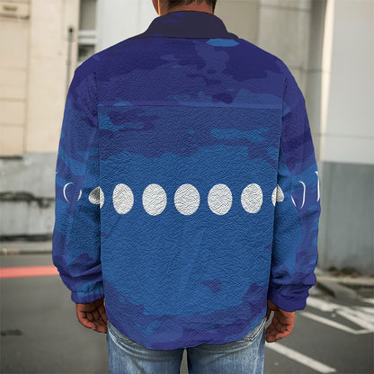 Starry Sky Lunar Phase Print Men's Shirt Jacket