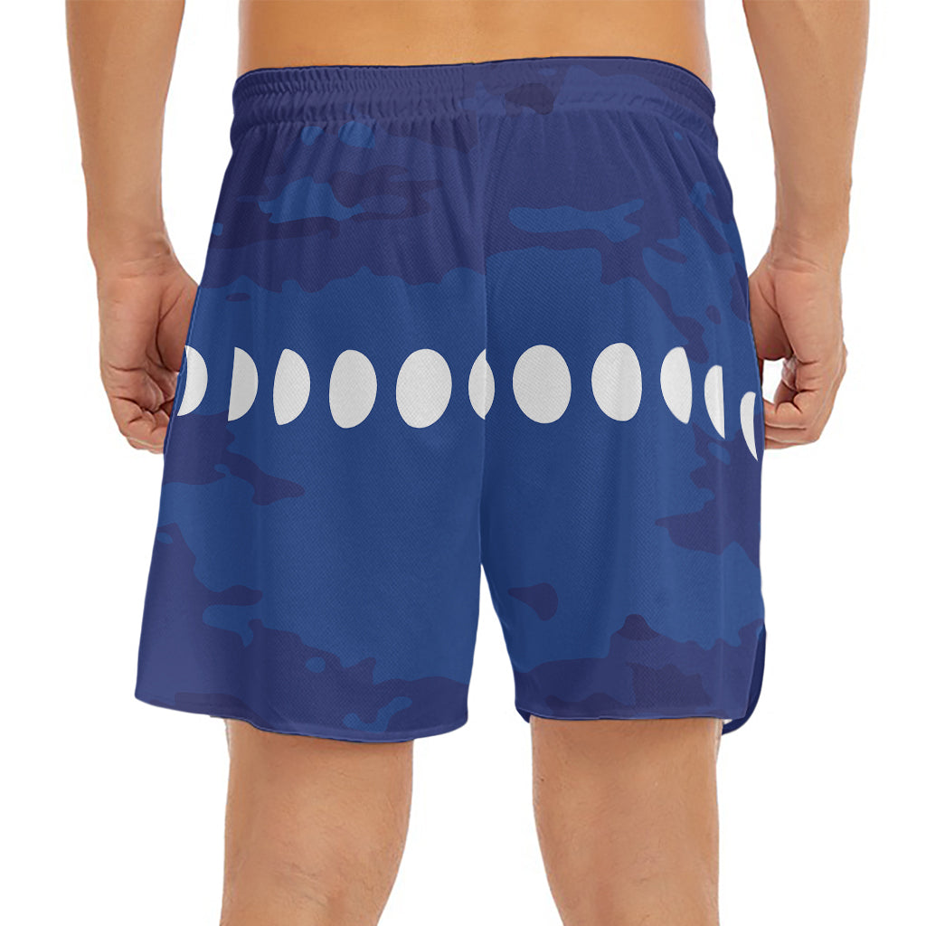 Starry Sky Lunar Phase Print Men's Split Running Shorts