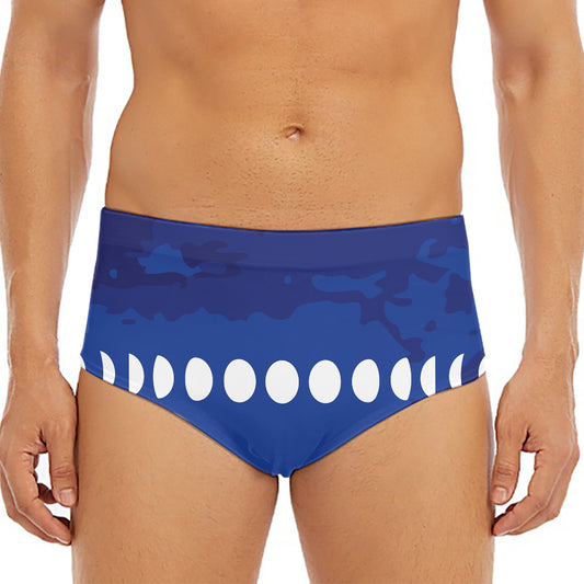 Starry Sky Lunar Phase Print Men's Triangle Swim Briefs