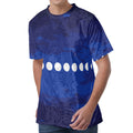 Starry Sky Lunar Phase Print Men's Velvet T-Shirt