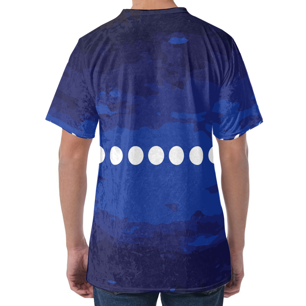 Starry Sky Lunar Phase Print Men's Velvet T-Shirt