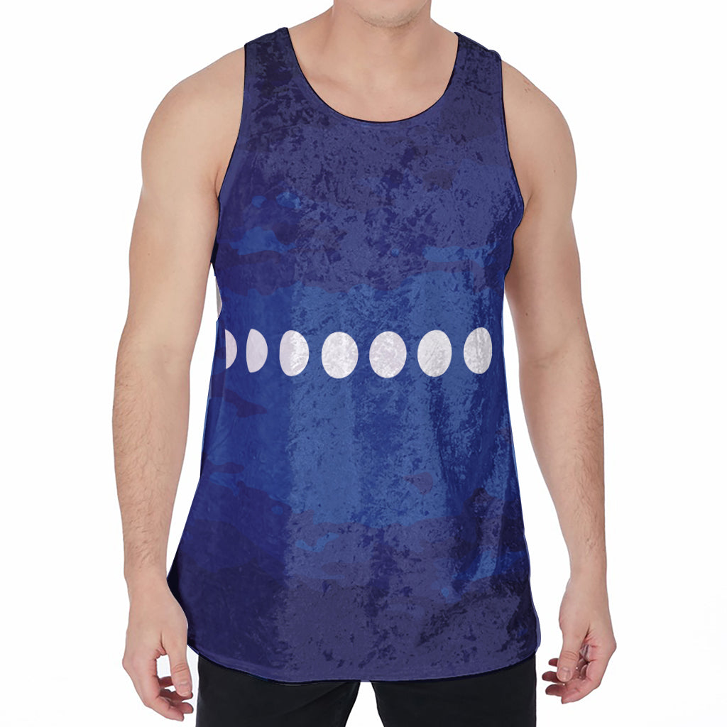 Starry Sky Lunar Phase Print Men's Velvet Tank Top