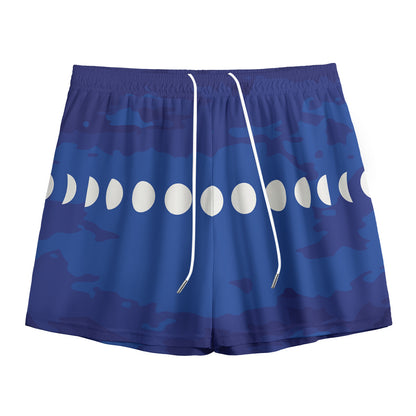 Starry Sky Lunar Phase Print Mesh Shorts