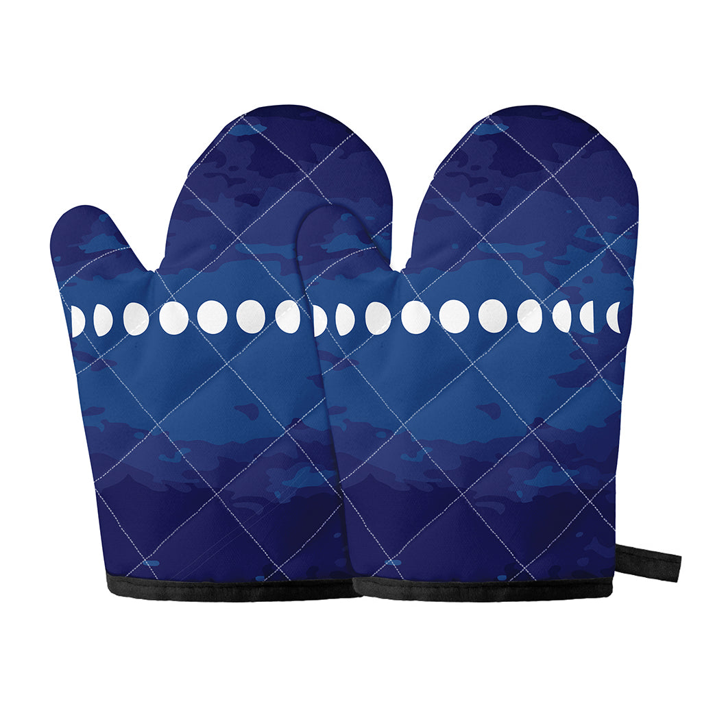 Starry Sky Lunar Phase Print Oven Mitts