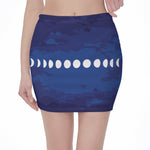 Starry Sky Lunar Phase Print Pencil Mini Skirt