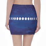 Starry Sky Lunar Phase Print Pencil Mini Skirt