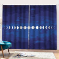 Starry Sky Lunar Phase Print Pencil Pleat Curtains
