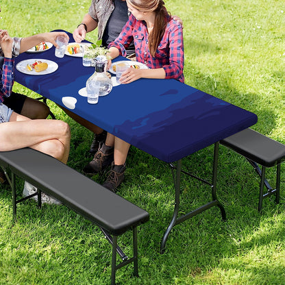 Starry Sky Lunar Phase Print Picnic Table Cover
