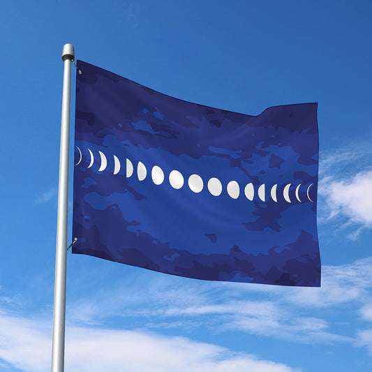 Starry Sky Lunar Phase Print Polyester Flag