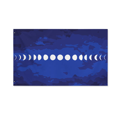 Starry Sky Lunar Phase Print Polyester Flag