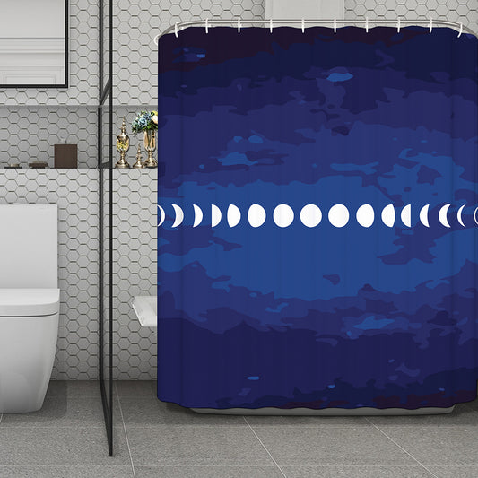 Starry Sky Lunar Phase Print Polyester Shower Curtain