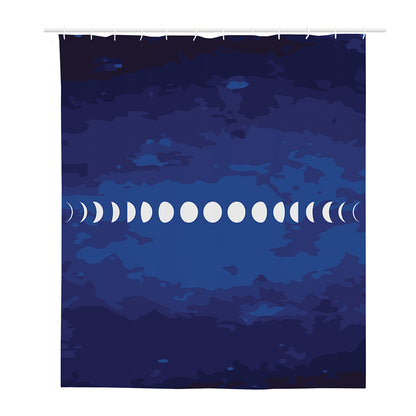 Starry Sky Lunar Phase Print Polyester Shower Curtain