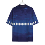 Starry Sky Lunar Phase Print Rayon Hawaiian Shirt