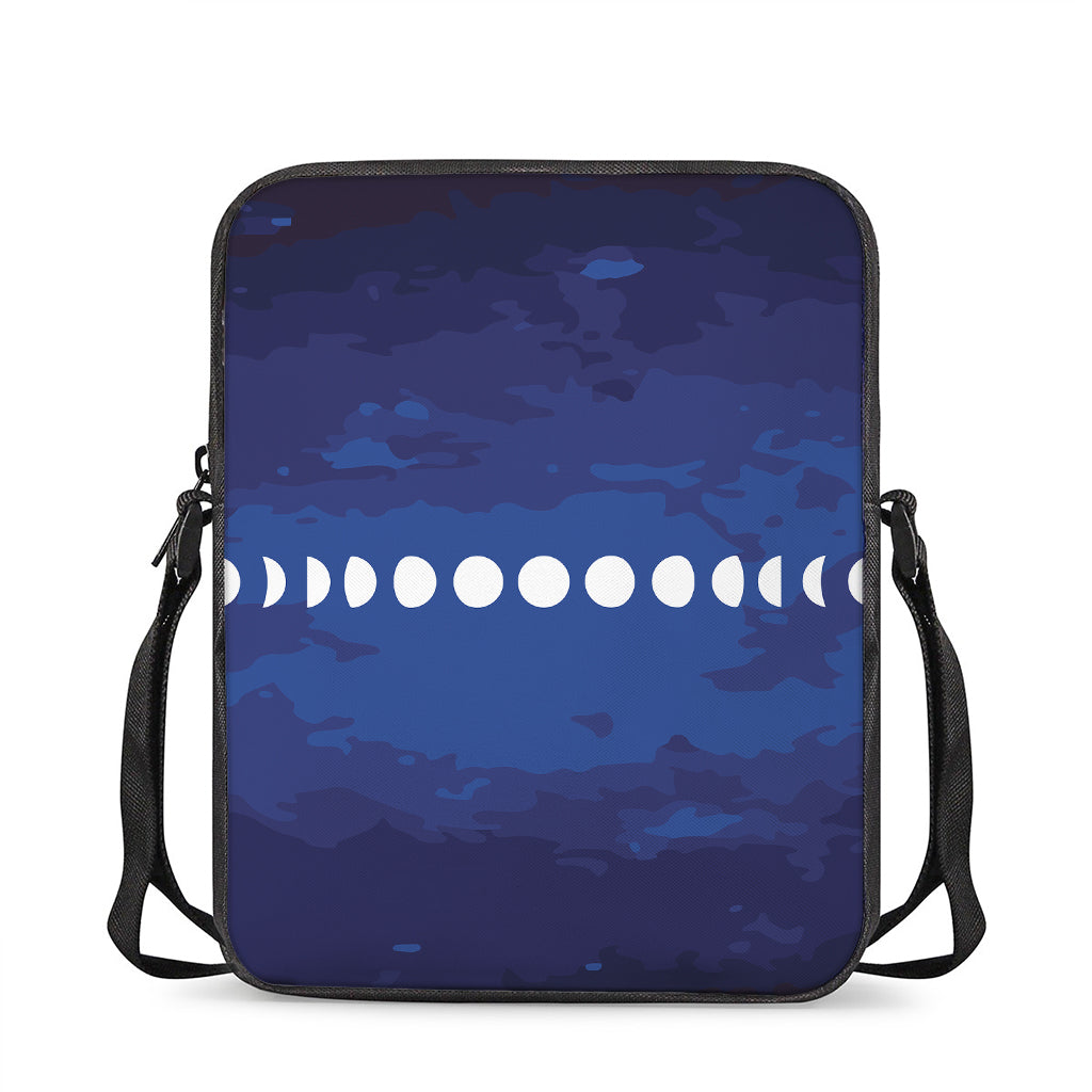 Starry Sky Lunar Phase Print Rectangular Crossbody Bag