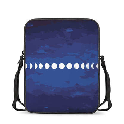Starry Sky Lunar Phase Print Rectangular Crossbody Bag