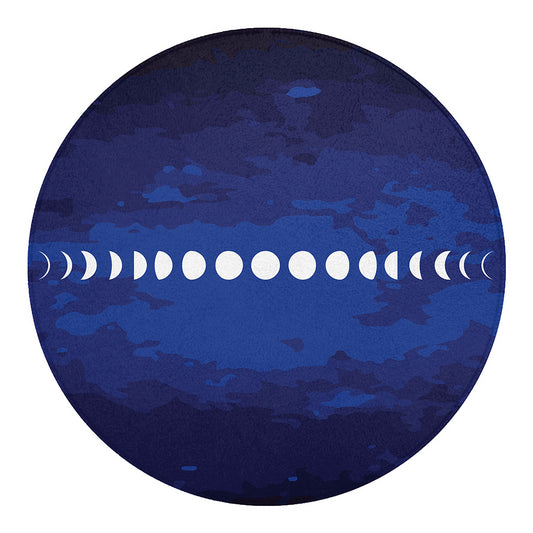 Starry Sky Lunar Phase Print Round Blanket