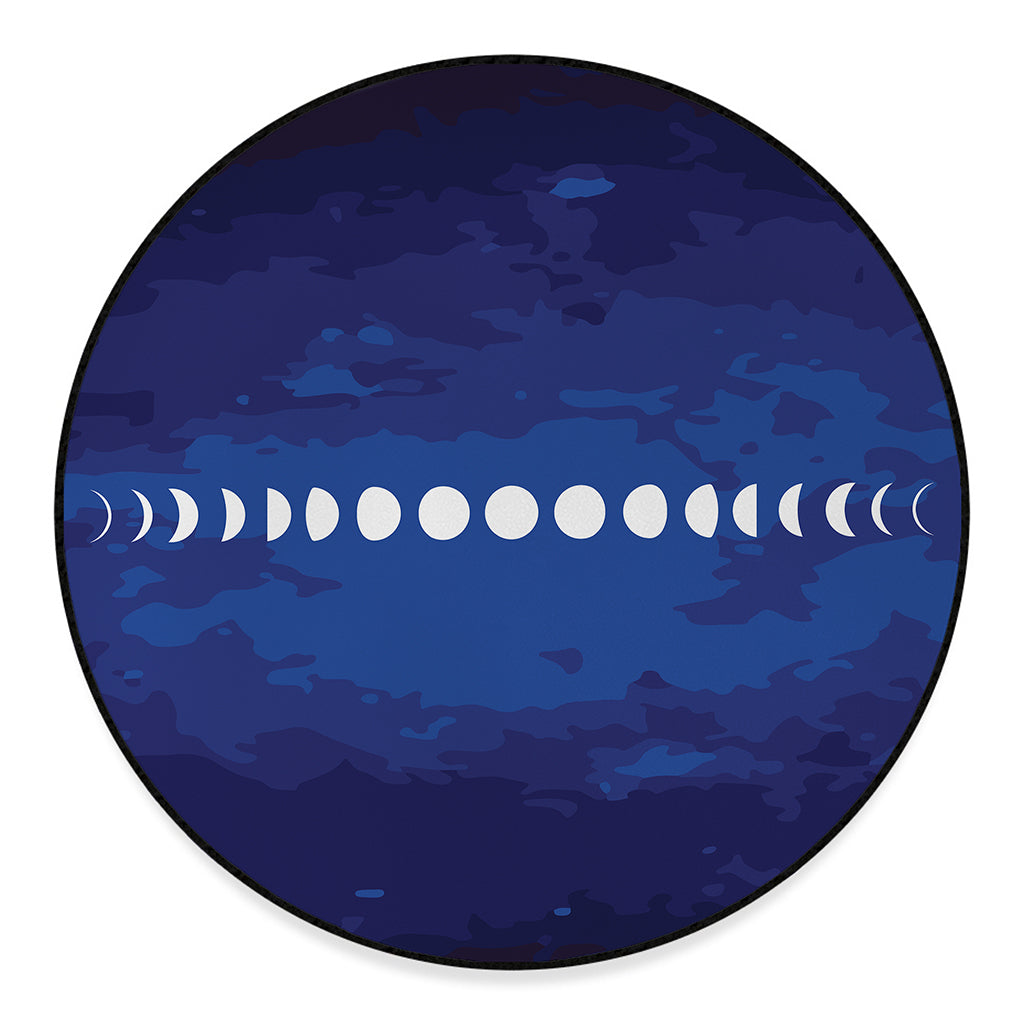 Starry Sky Lunar Phase Print Round Floor Mat