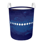 Starry Sky Lunar Phase Print Round Laundry Basket