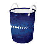 Starry Sky Lunar Phase Print Round Laundry Basket