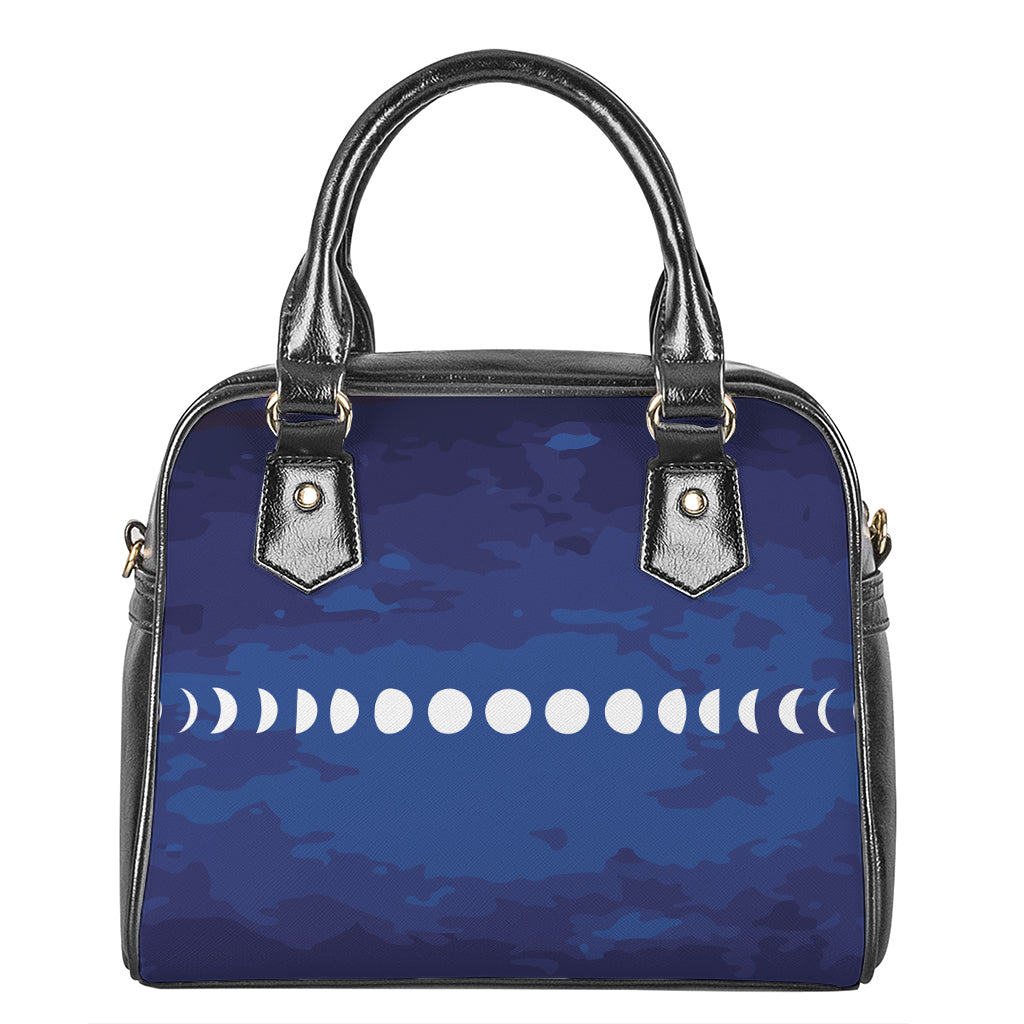 Starry Sky Lunar Phase Print Shoulder Handbag