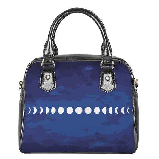 Starry Sky Lunar Phase Print Shoulder Handbag