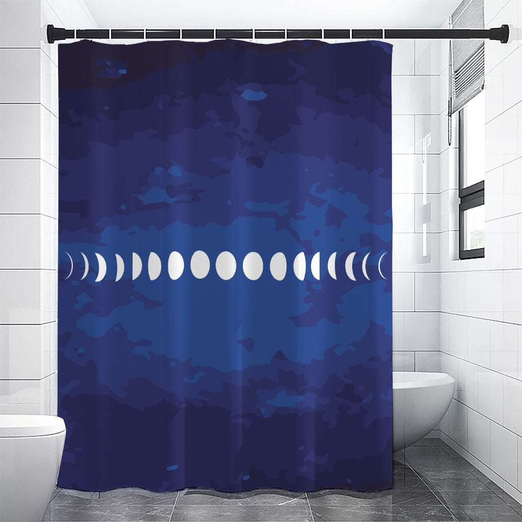 Starry Sky Lunar Phase Print Shower Curtain