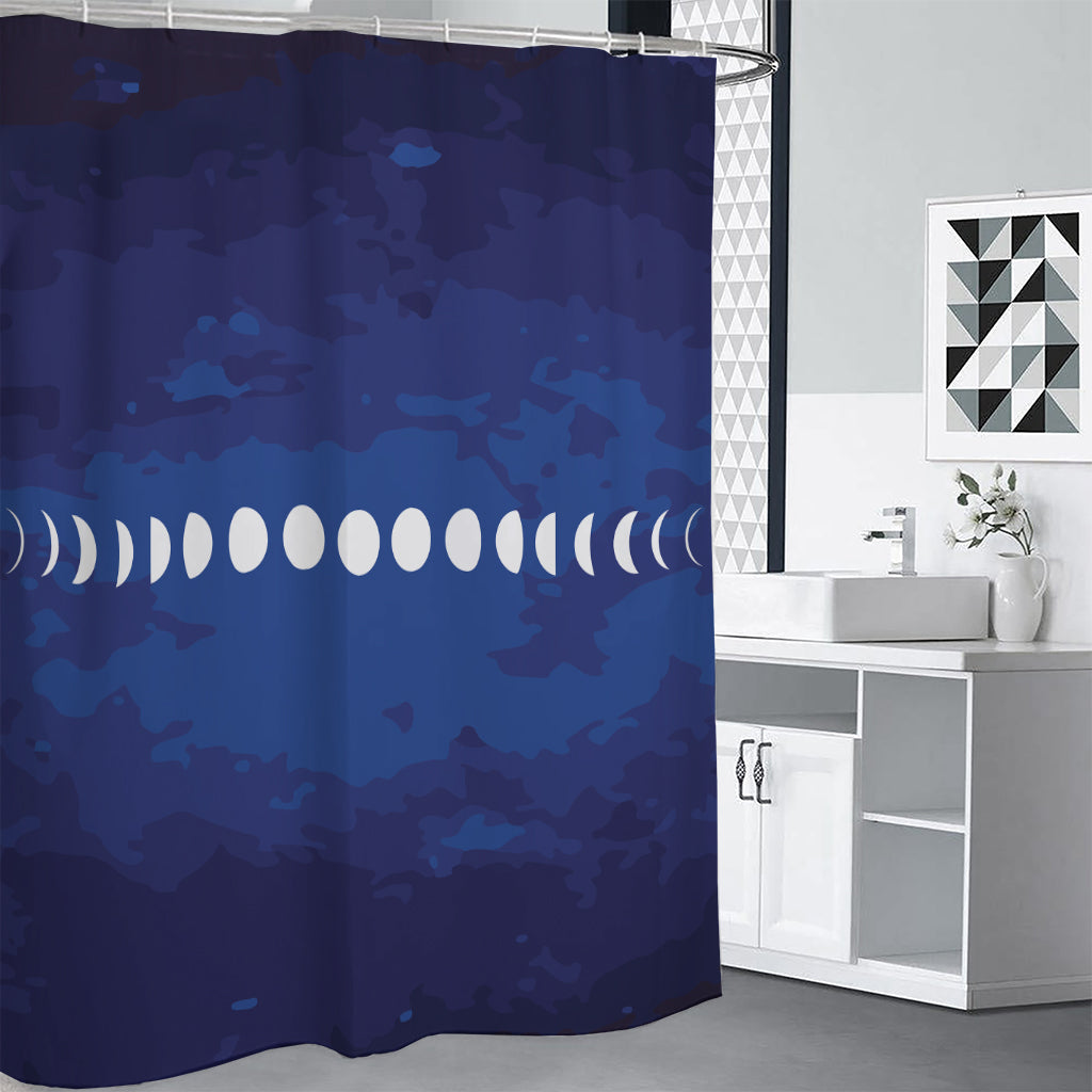 Starry Sky Lunar Phase Print Shower Curtain