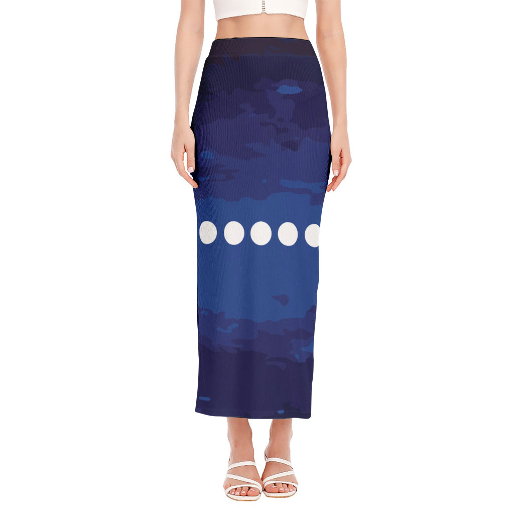 Starry Sky Lunar Phase Print Side Slit Maxi Skirt