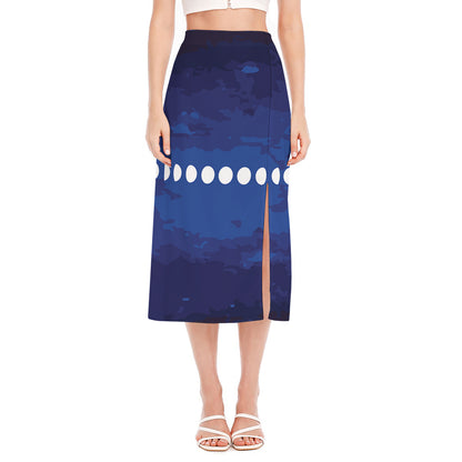 Starry Sky Lunar Phase Print Side Slit Midi Skirt