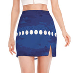 Starry Sky Lunar Phase Print Side Slit Mini Skirt