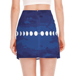 Starry Sky Lunar Phase Print Side Slit Mini Skirt