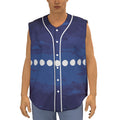Starry Sky Lunar Phase Print Sleeveless Baseball Jersey