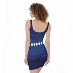 Starry Sky Lunar Phase Print Sleeveless Bodycon Dress