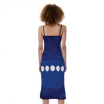 Starry Sky Lunar Phase Print Slim Fit Midi Cami Dress