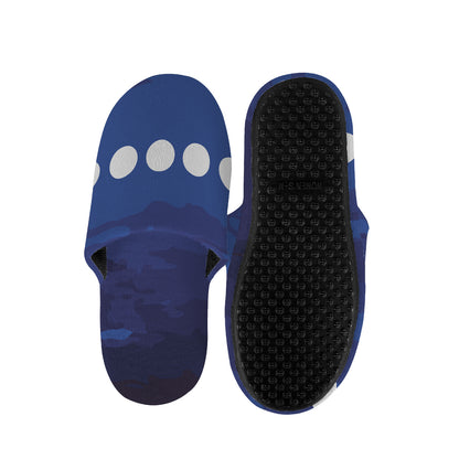 Starry Sky Lunar Phase Print Slippers