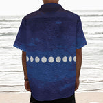 Starry Sky Lunar Phase Print Textured Short Sleeve Shirt
