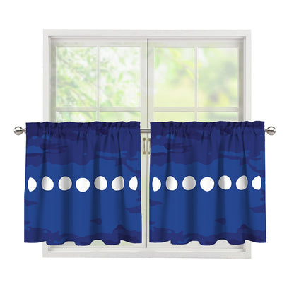 Starry Sky Lunar Phase Print Tier Curtains