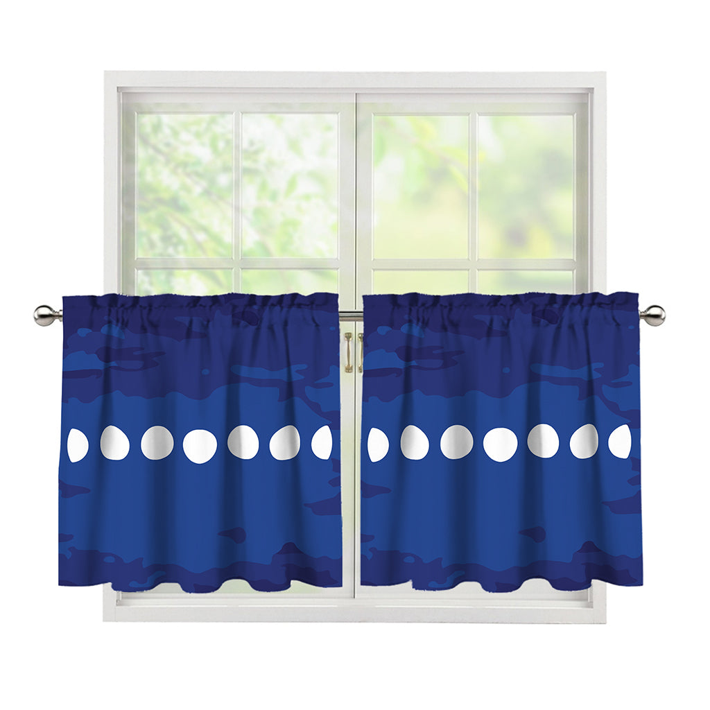 Starry Sky Lunar Phase Print Tier Curtains