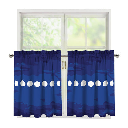 Starry Sky Lunar Phase Print Tier Curtains