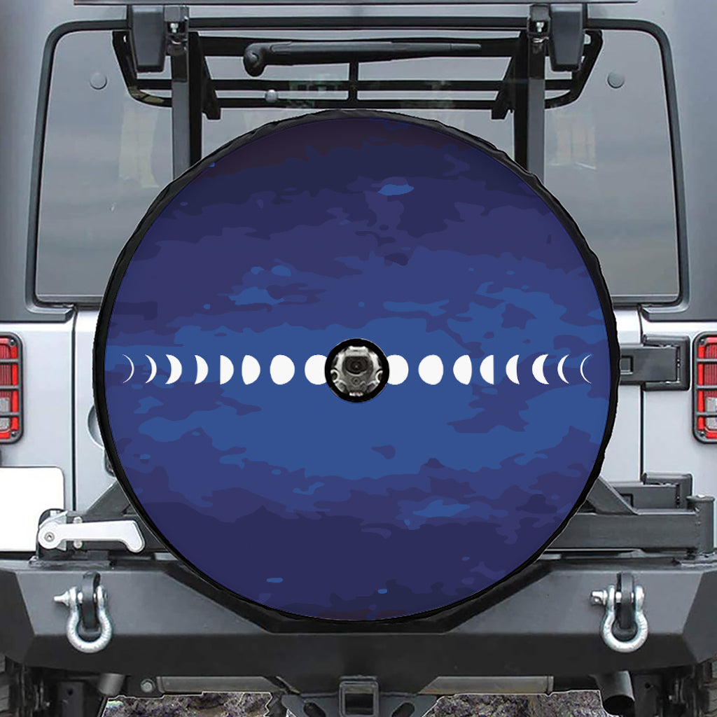 Starry Sky Lunar Phase Print Tire Cover With Camera Hole