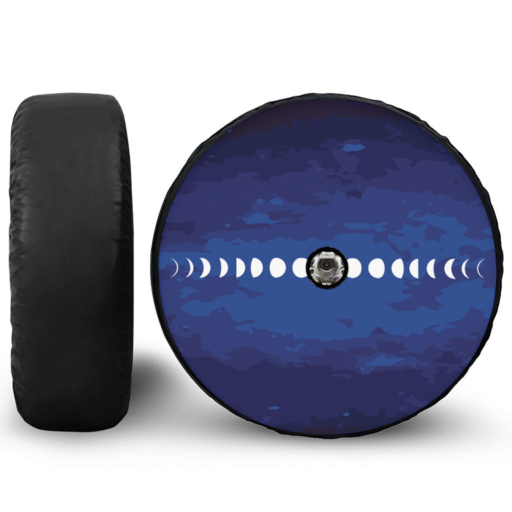 Starry Sky Lunar Phase Print Tire Cover With Camera Hole