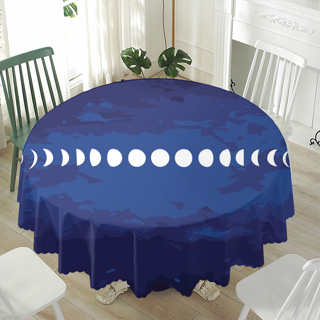 Starry Sky Lunar Phase Print Waterproof Round Tablecloth