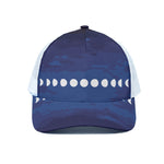 Starry Sky Lunar Phase Print White Mesh Trucker Cap