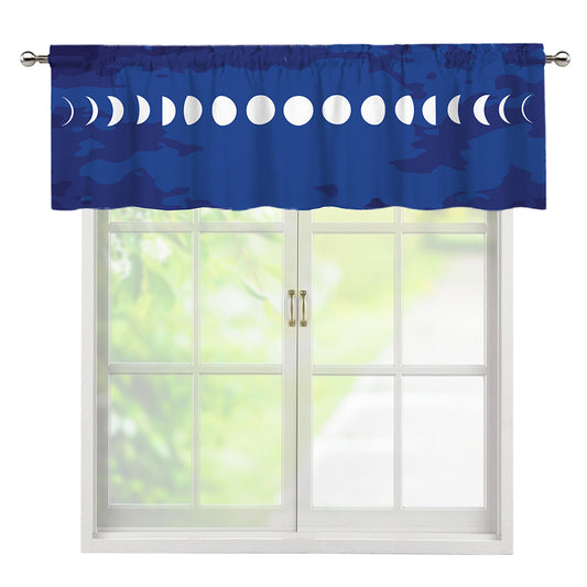 Starry Sky Lunar Phase Print Window Valance